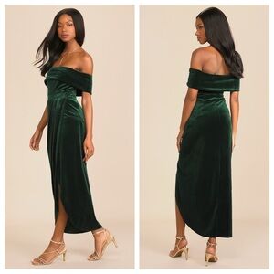 Lulus I'm Enchanted Emerald Green Velvet Off-the-Shoulder
Maxi Dress
